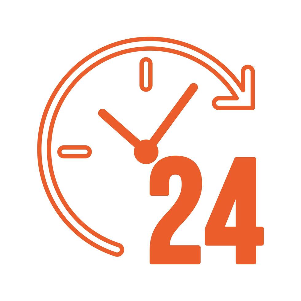 time 24 hours service isolated icon vector