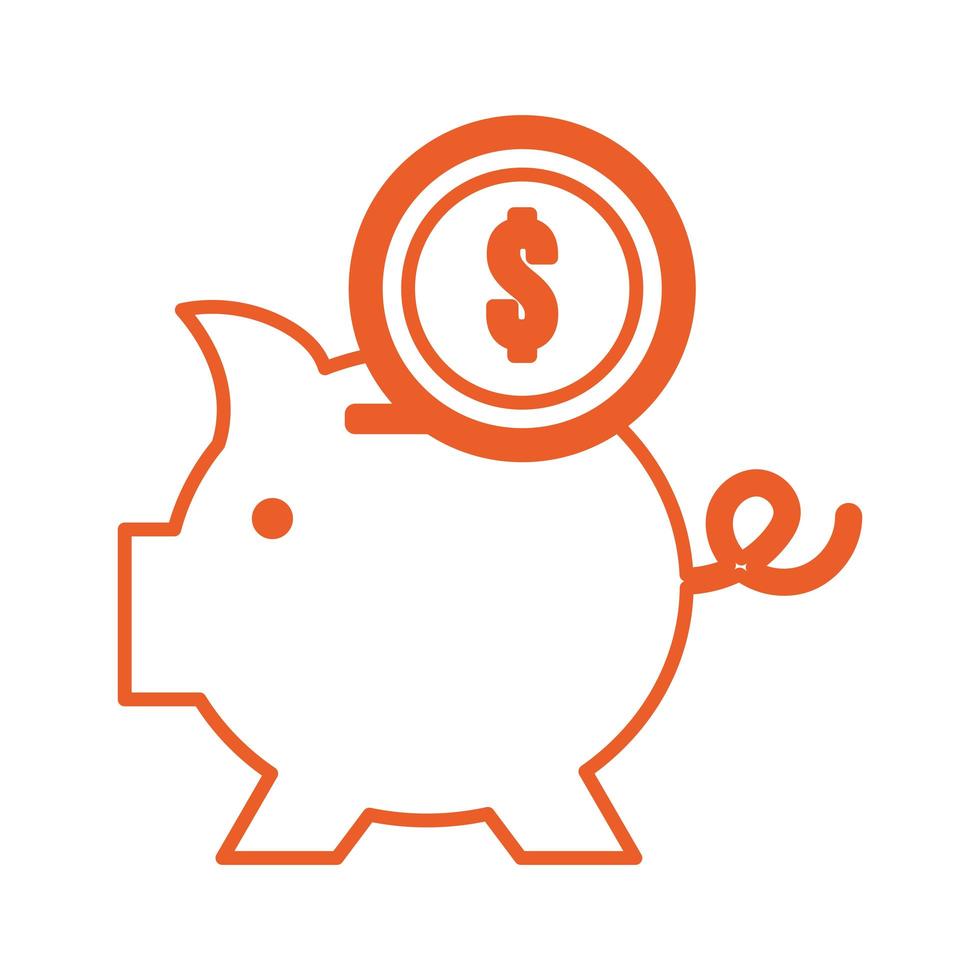 piggy savings with coin money vector