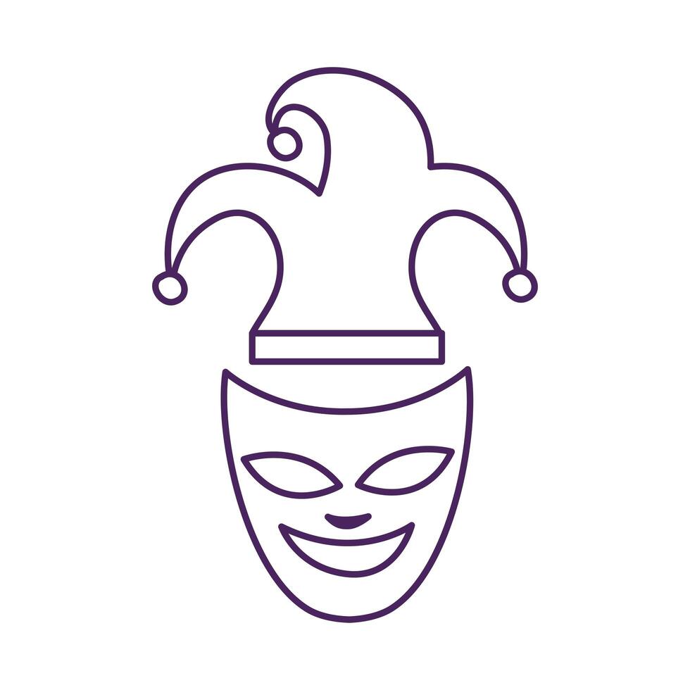 mardi gras theater mask with jester hat vector