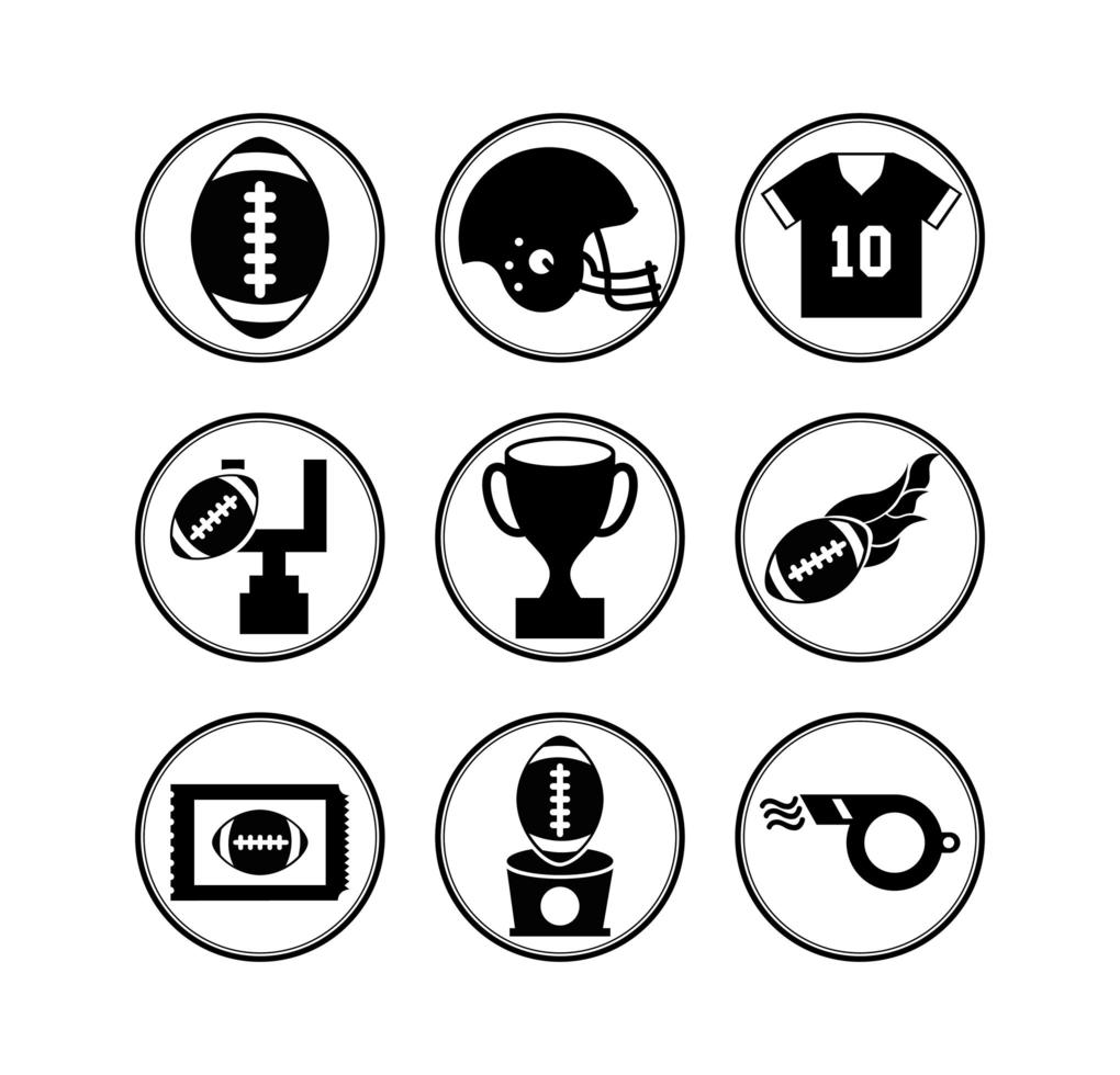 paquete de iconos de deporte de fútbol americano vector