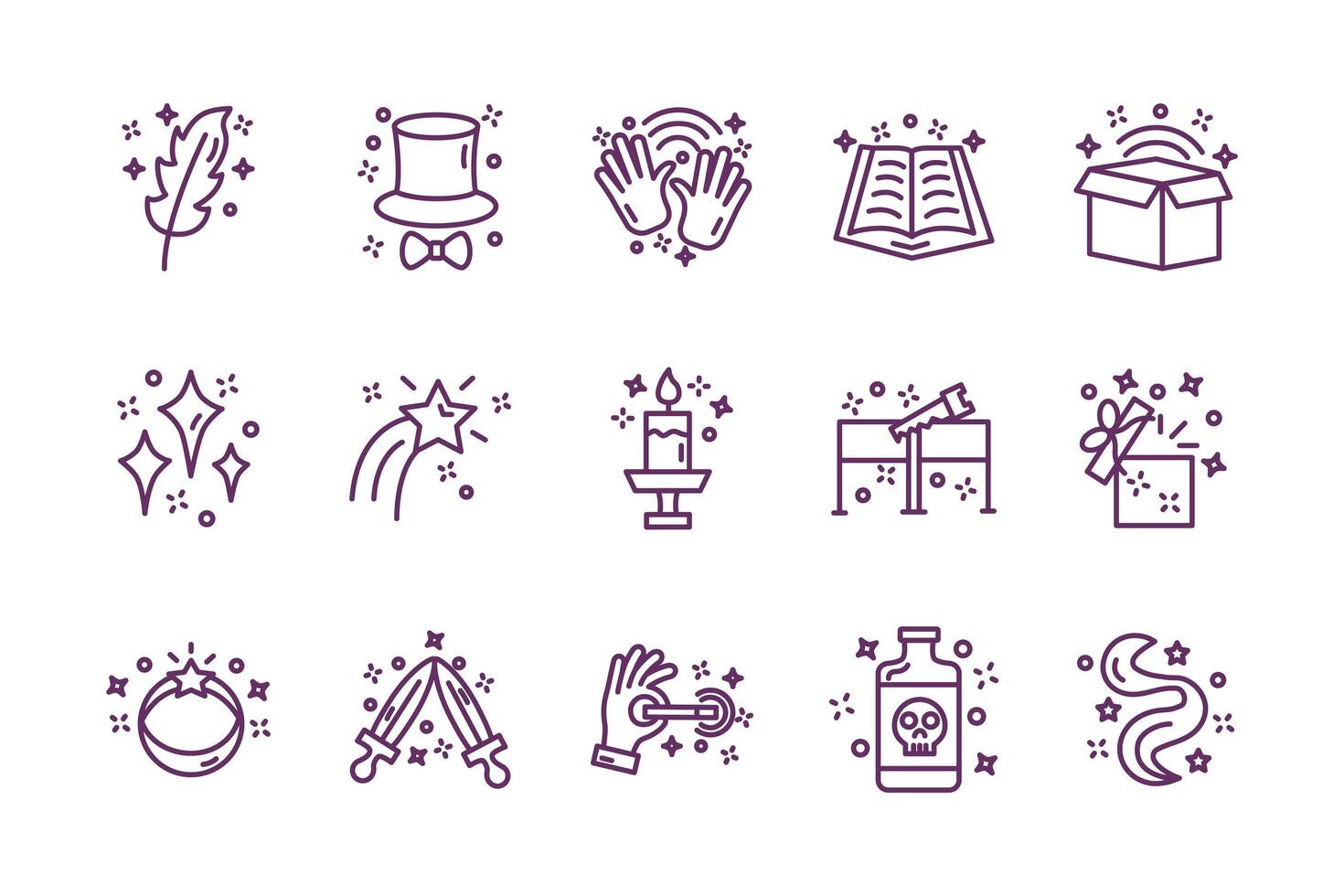 bundle of magic sorcery set icons vector