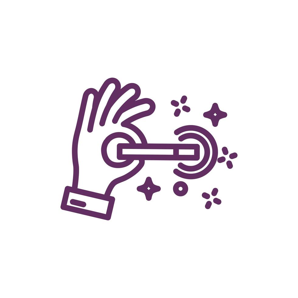 hand with wand magic sorcery isolated icon vector