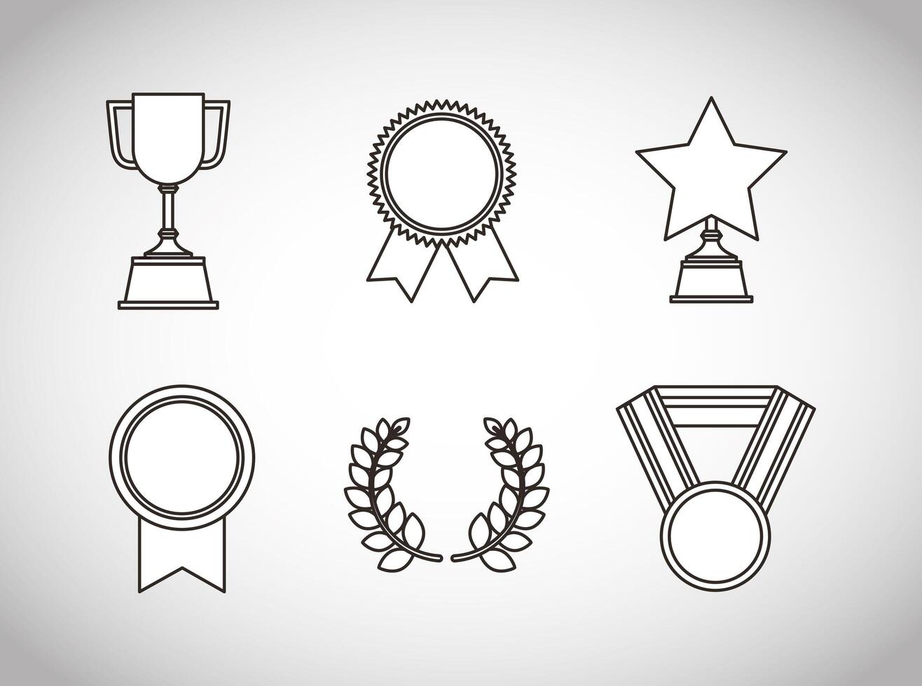 bundle of medals and trophy awards vector
