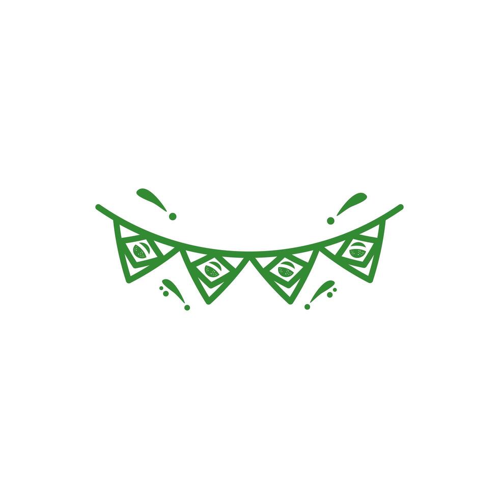 garland hanging with brazilian flags vector