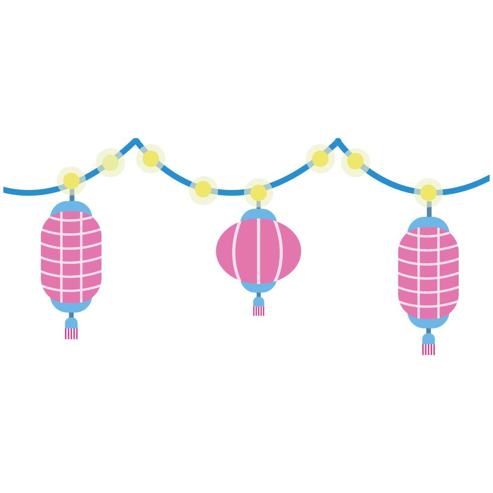 chinese lamps hanging isolated icon vector