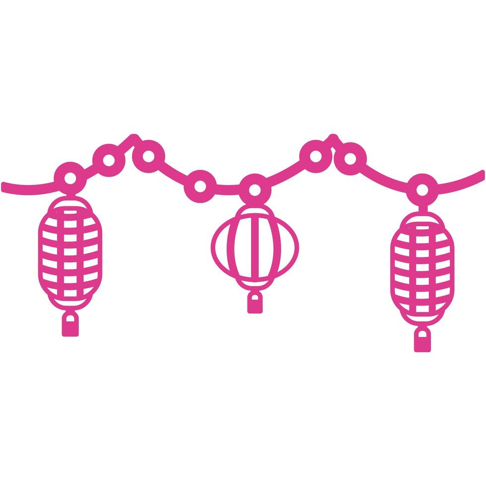 chinese lamps hanging isolated icon vector