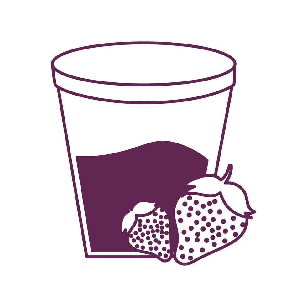 frutas frescas de fresa en vaso de plástico vector