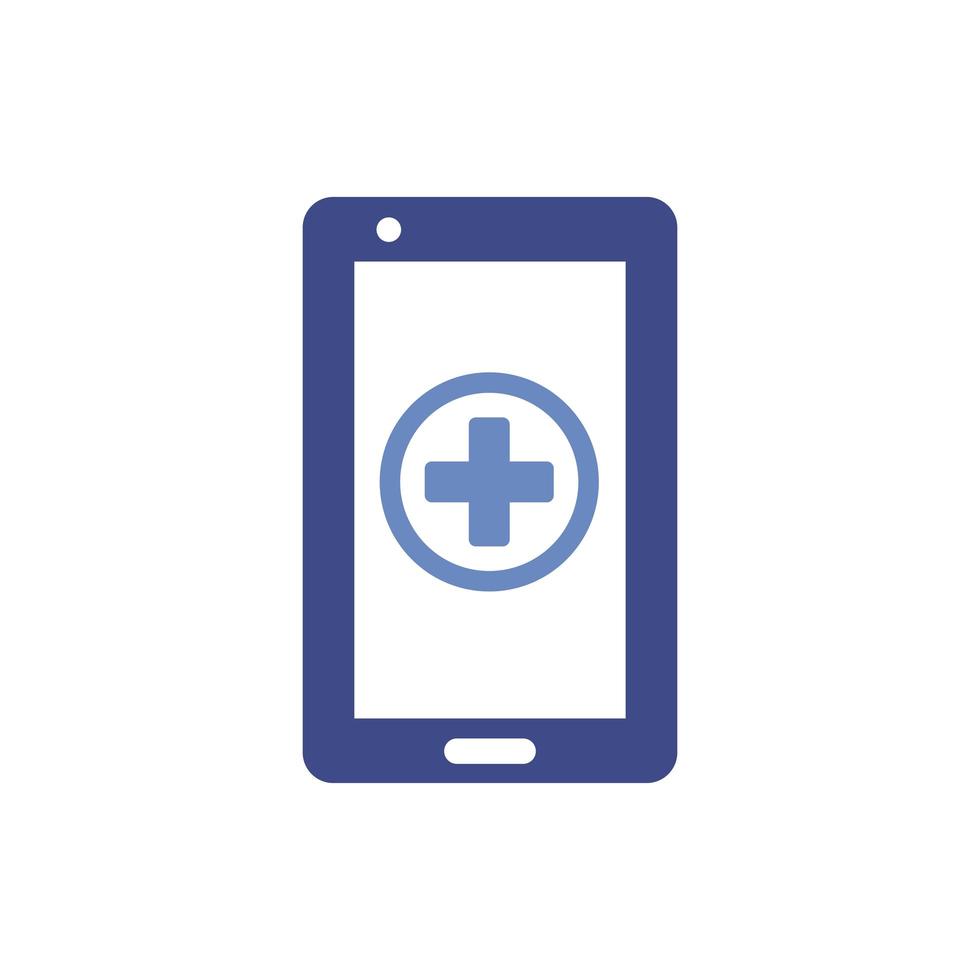 smartphone con símbolo de cruz médica vector
