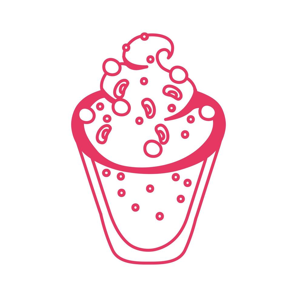 sweet glass with ice cream dessert vector