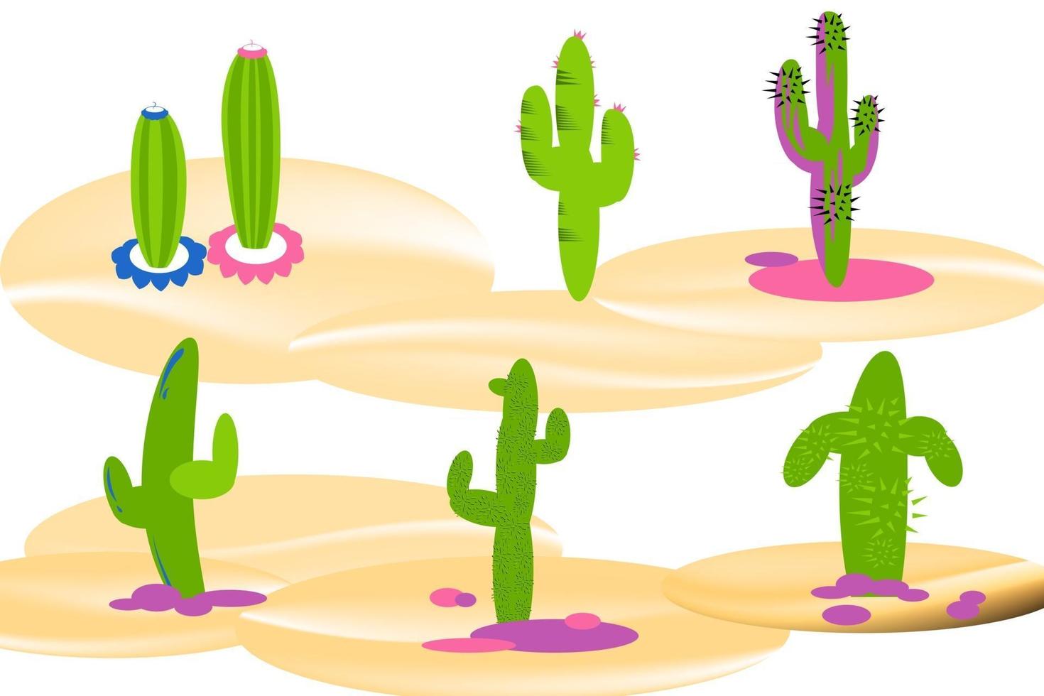 conjunto de cactus de dibujos animados vector