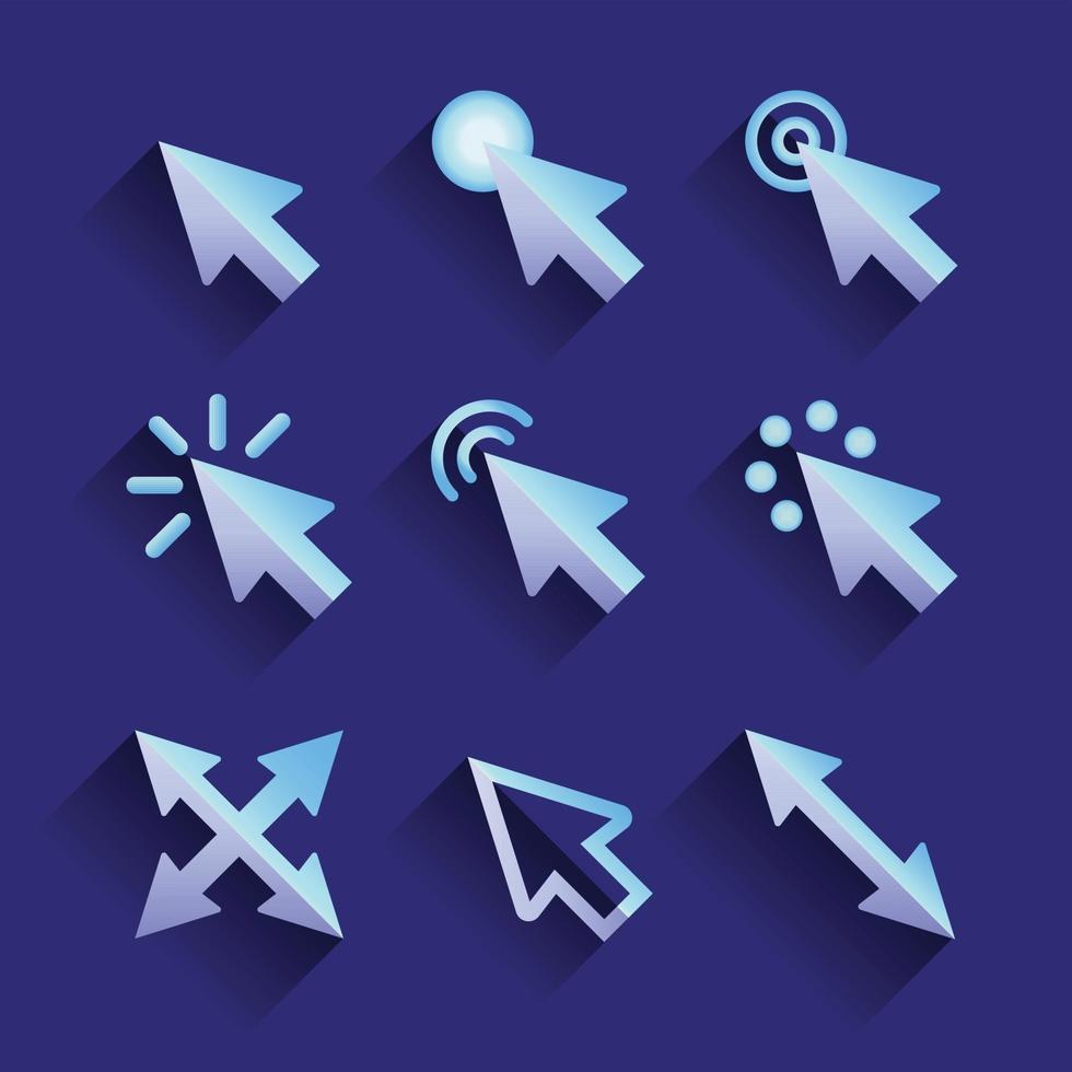 conjunto de iconos de cursor de mouse de flecha vector