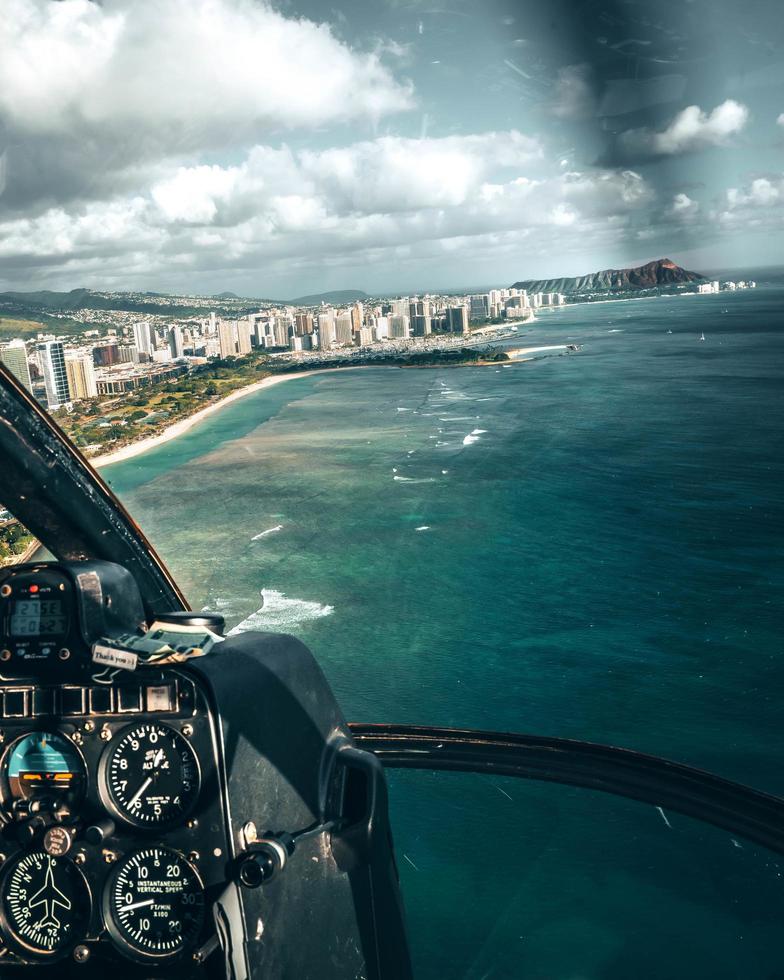 Vista aérea del helicóptero de Waikiki, Honolulu, Oahu, Hawaii foto