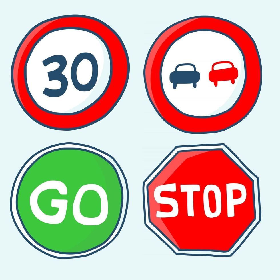 Road Traffic Sign Doodles vector