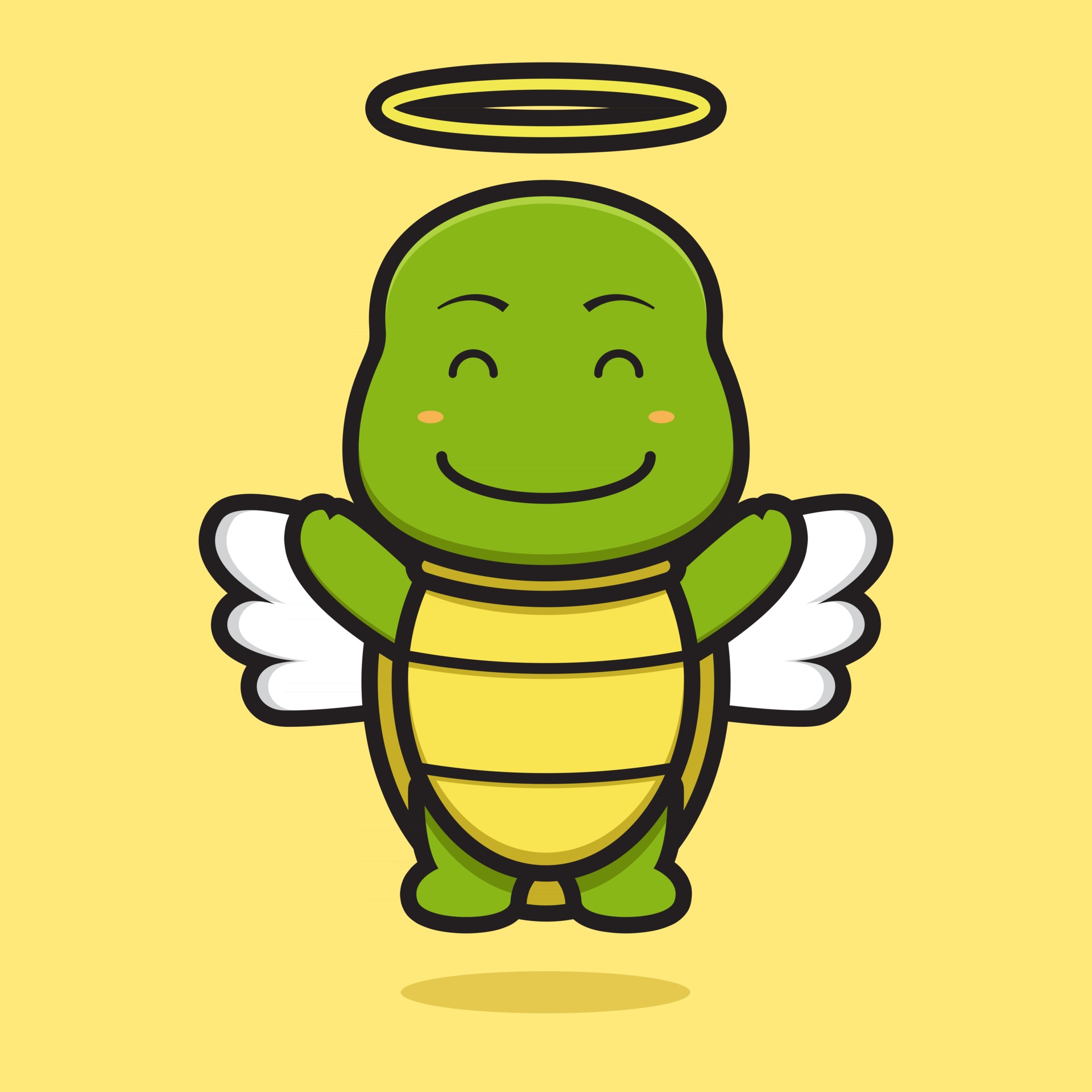 Cute angel turtle mascot character with happy face cartoon vector icon  illustration 2652668 Vector Art at Vecteezy