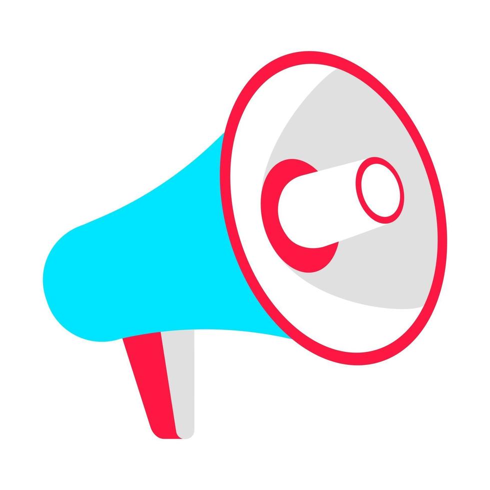 Colorful megaphone. flat style design vector illustration icon sign isolated on white background. The bullhorn to announsment, protest or social media concept.