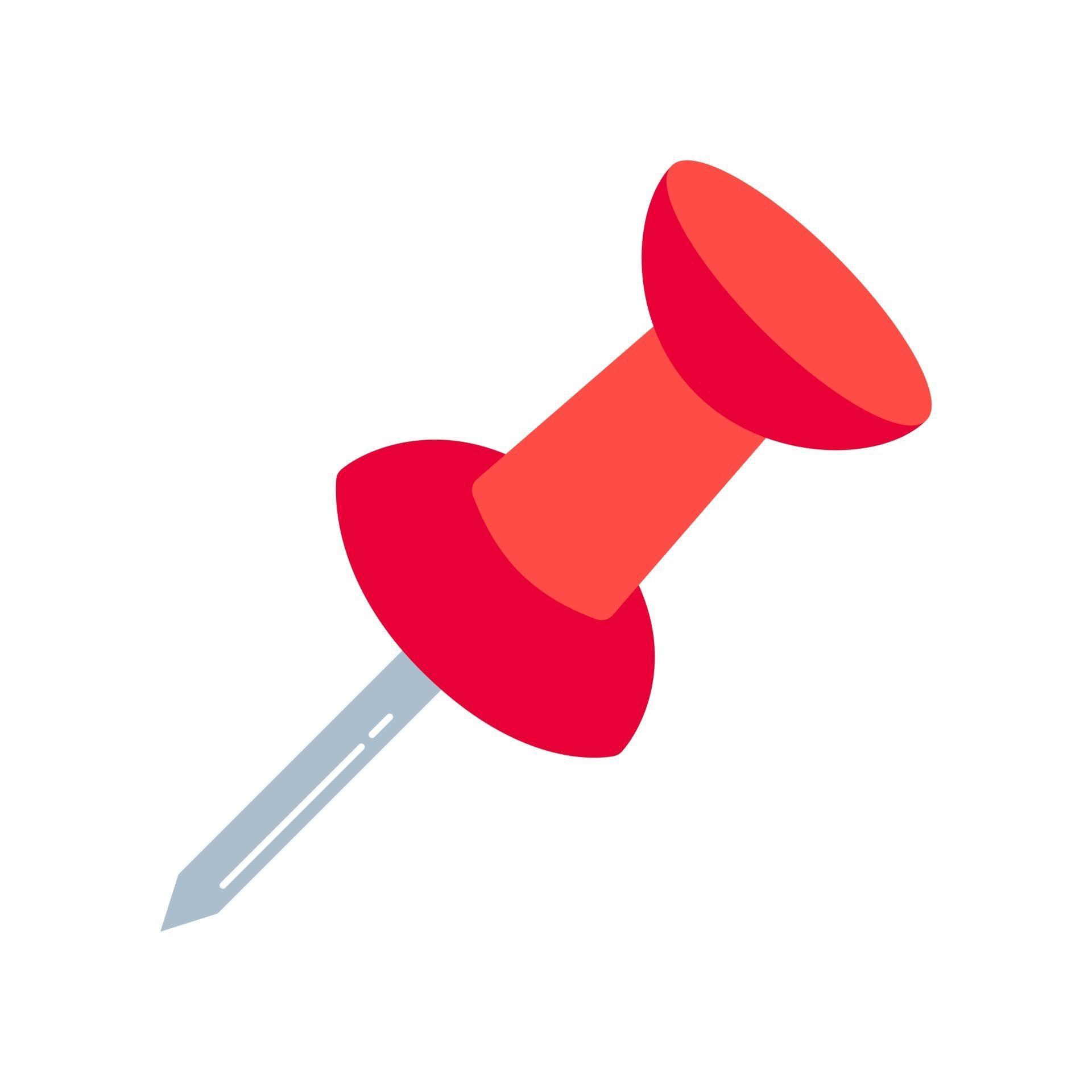Office red color board pin icon sign flat style design paper pin vector ...