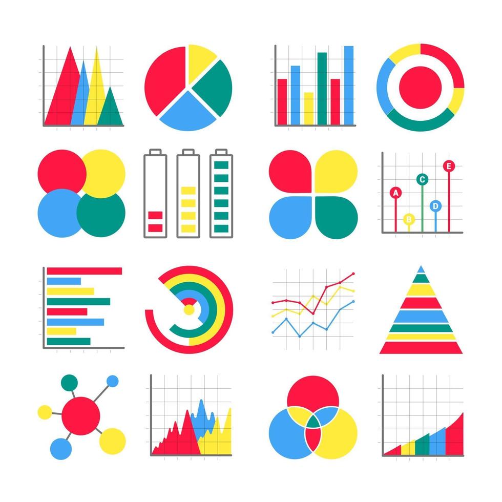 Diseño de estilo plano moderno infografías iconos conjunto de signos ilustración vectorial aislado sobre fondo blanco vector