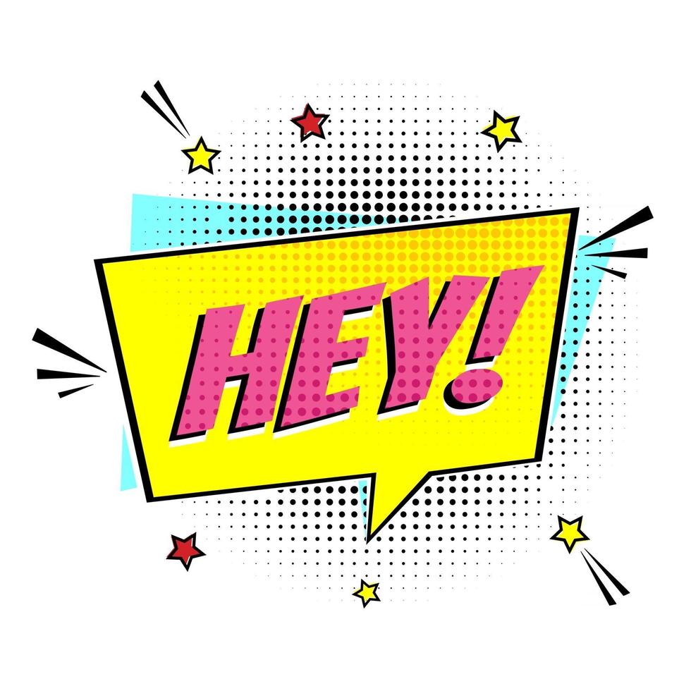 Comic lettering speech bubble for emotion with text HEY comic style flat design Dynamic pop art illustration isolated on white background Voice exclamation HEY concept. vector