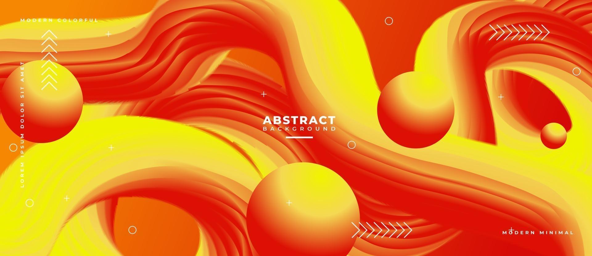 3D Yellow and Red Blend Fluid Wave Shape Abstract Liquid Background. vector