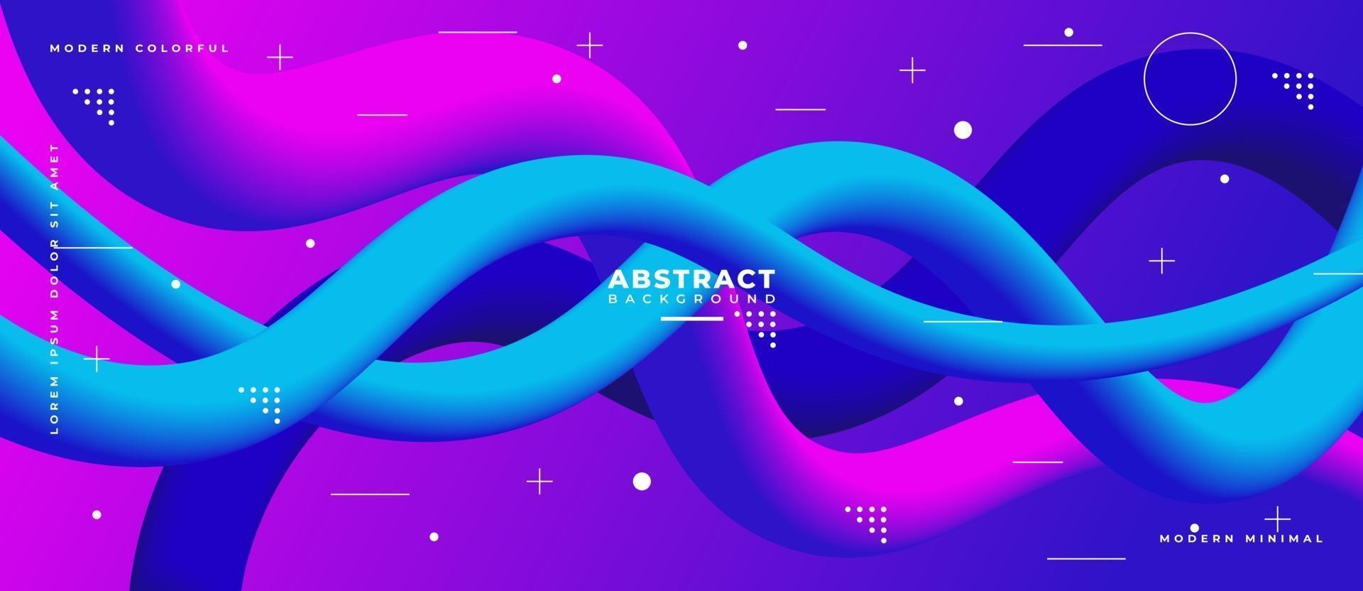 3D Magenta and Blue Fluid Wave Shape Abstract Liquid Background. vector