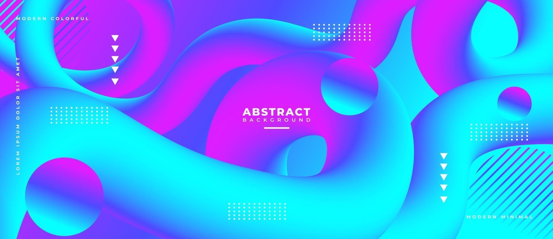 Magenta and Blue Blend 3D Fluid Wave Shape Abstract Liquid Background. vector