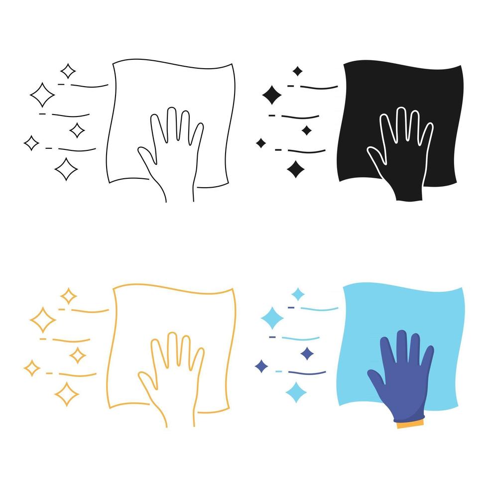 Cleaning napkin linear icon. Surface disinfection. Surface wipes, disinfection. Cleaning napkin in glyph, outline, and flat style. Contour symbol. Editable stroke. Vector