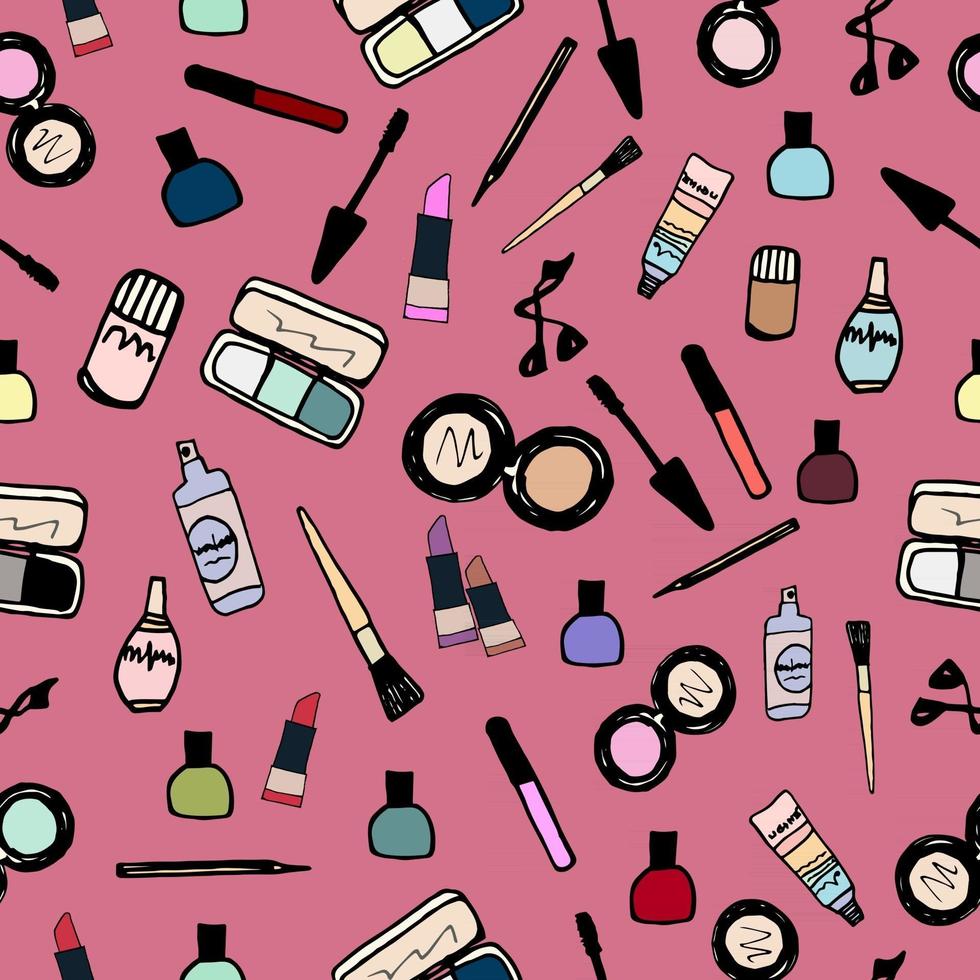 maquillaje cosméticos color de patrones sin fisuras vector