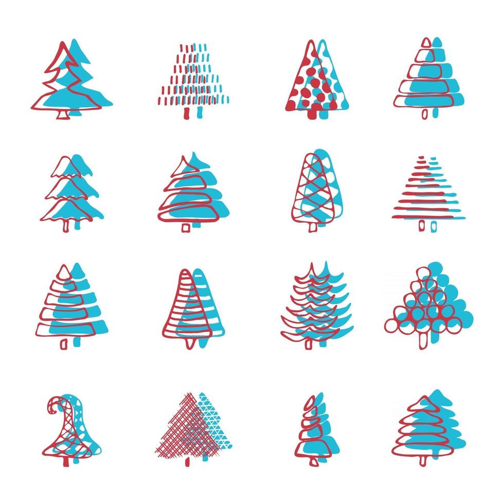 Hand drawn icon vector cartoon pine Christmas tree