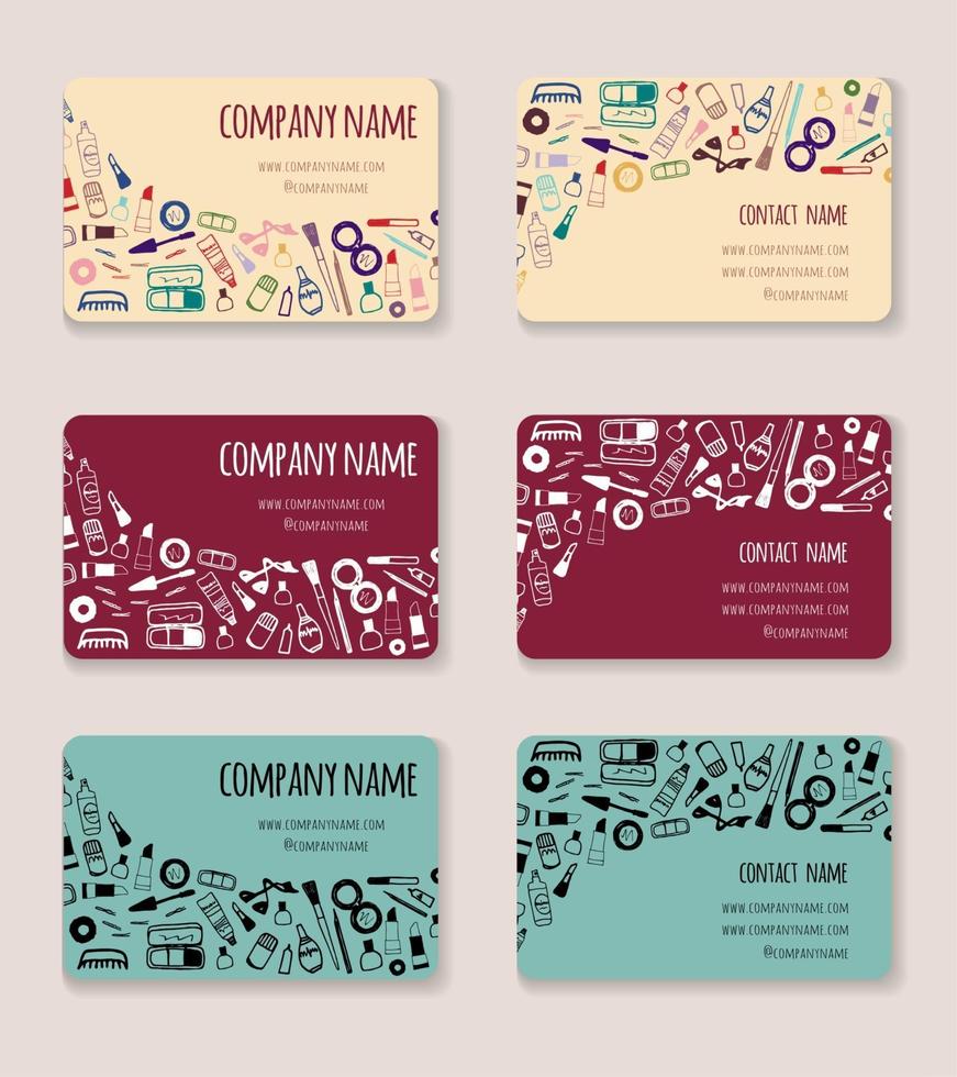 Business creative cards template with beauty items vector