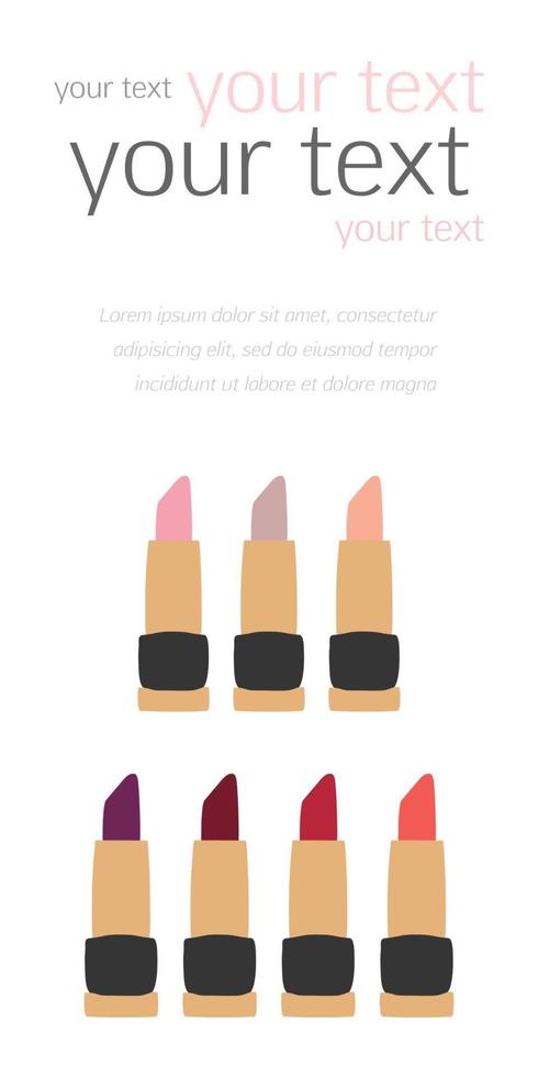Flat Lipstick Swatches fashion templates vector