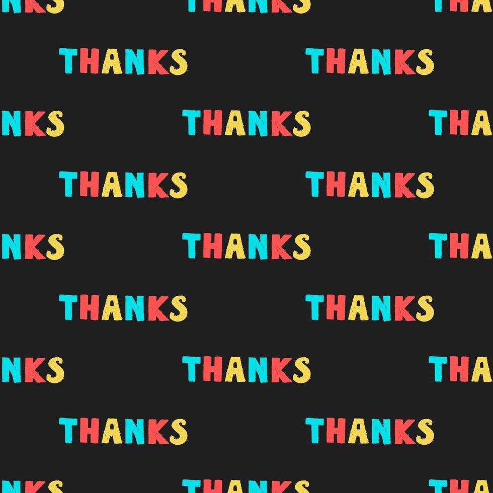 Colorful textual seamless pattern with word Thanks. vector