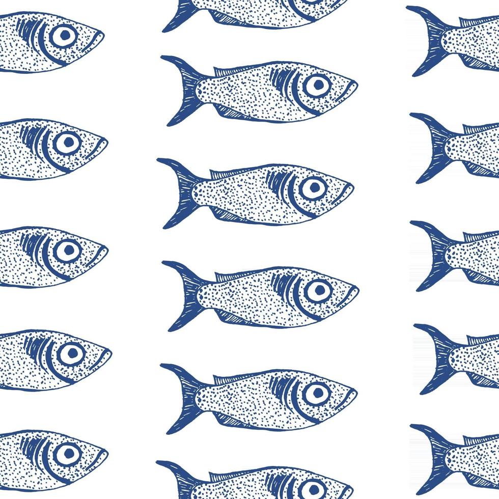 Vector hand drawn fish seamless