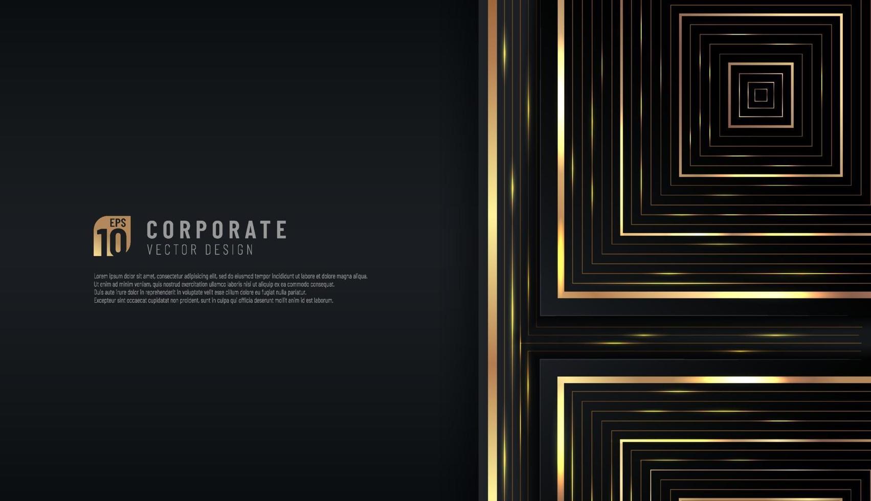 Abstract luxurious black background with golden  geometric line. Elegant modern design with copy space. You can use for cover brochure template, poster, banner web, print ad, etc. Vector illustration