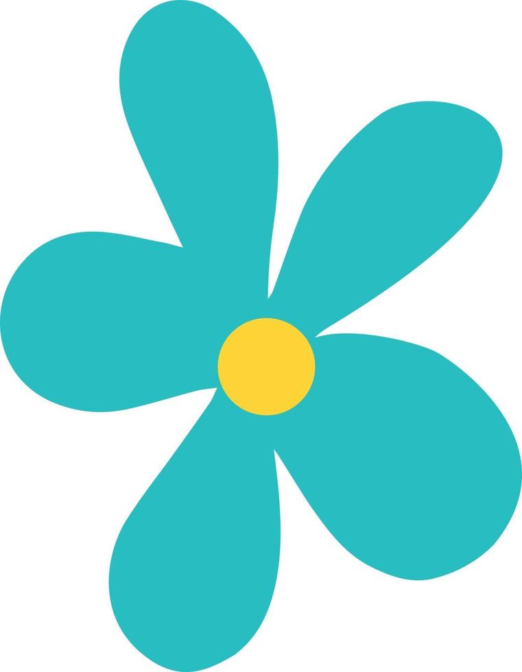 Turquoise flower. Vector illustration in the doodle style.