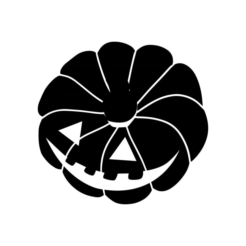 Black pumpkin . Jack o lantern. The creepy scary pumpkin for Halloween. Vector flat illustration