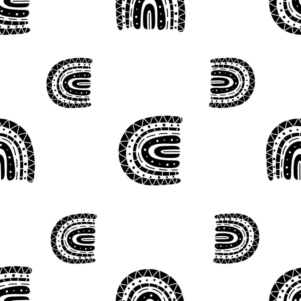 rainbow seamless pattern. black amd white seamless pattern vector