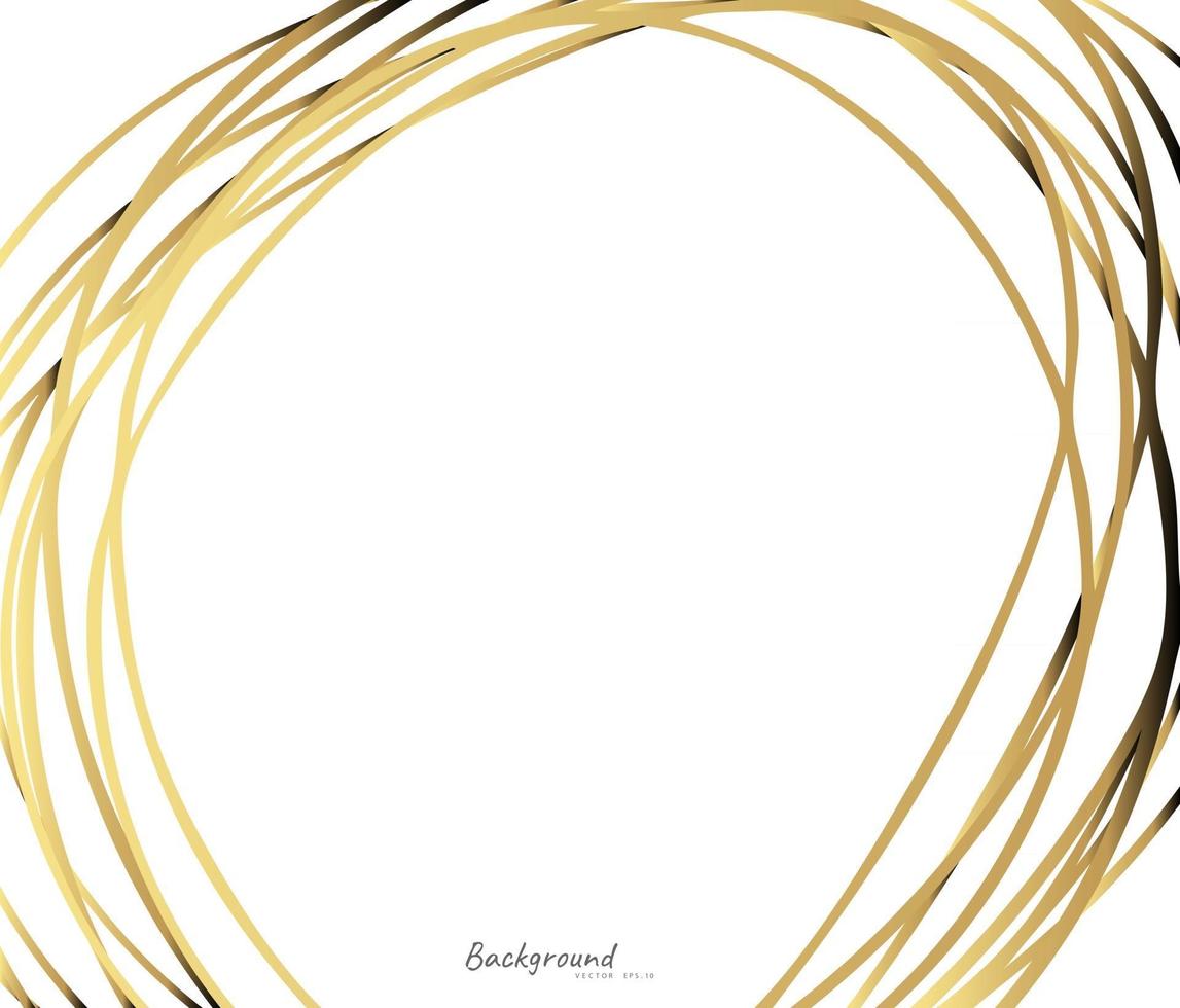 fondo de línea de oro círculo dibujado a mano vector