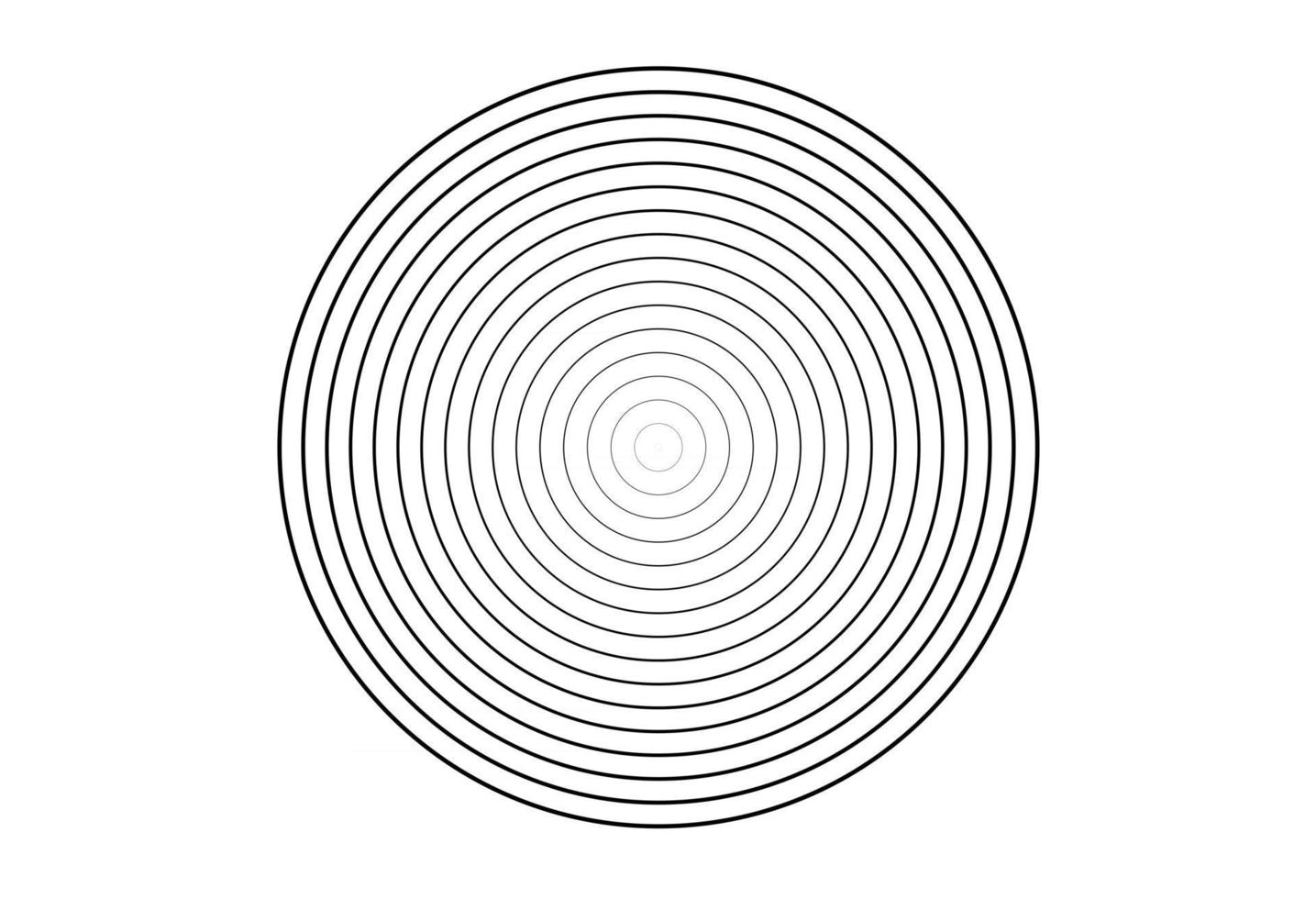 Concentric circle element. Black and white color ring. Abstract  vector illustration for sound wave, Monochrome graphic.