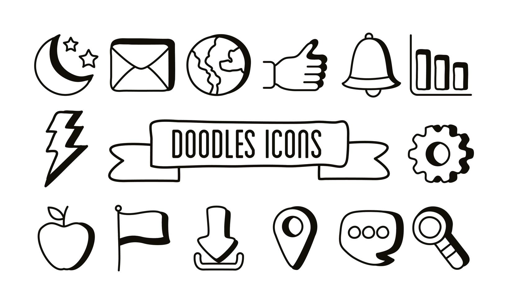 bundle of doodle set icons vector