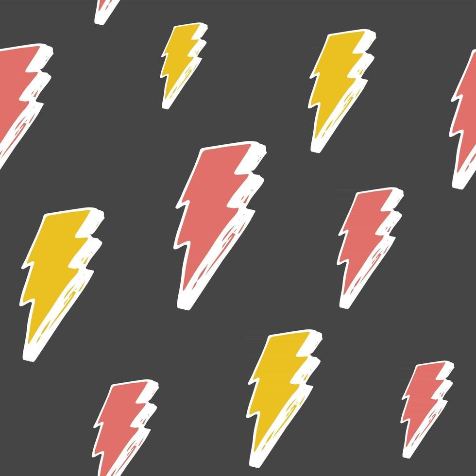 Lightning seamless pattern vector illustration. Hand drawn sketched doodle lightning symbols