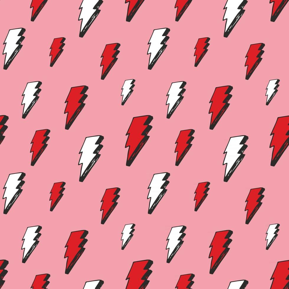 Lightning seamless pattern vector illustration. Hand drawn sketched doodle lightning symbols
