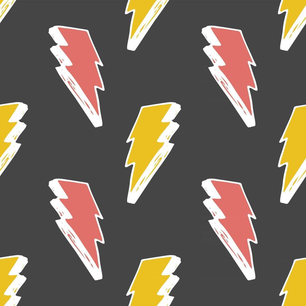 Lightning seamless pattern vector illustration. Hand drawn sketched doodle lightning symbols