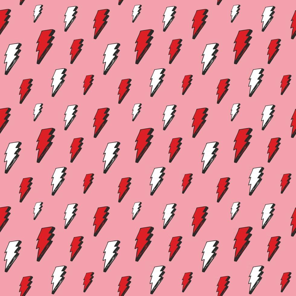 Lightning seamless pattern vector illustration. Hand drawn sketched doodle lightning symbols