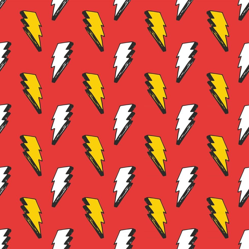 Lightning seamless pattern vector illustration. Hand drawn sketched doodle lightning symbols