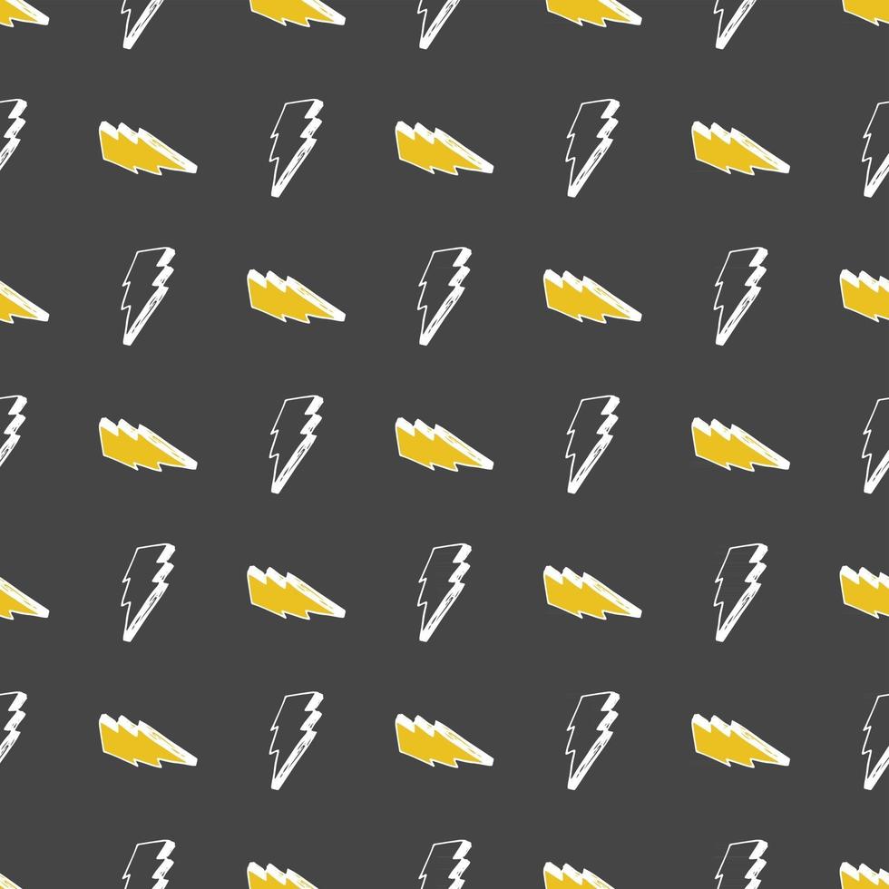 Lightning seamless pattern vector illustration. Hand drawn sketched doodle lightning symbols