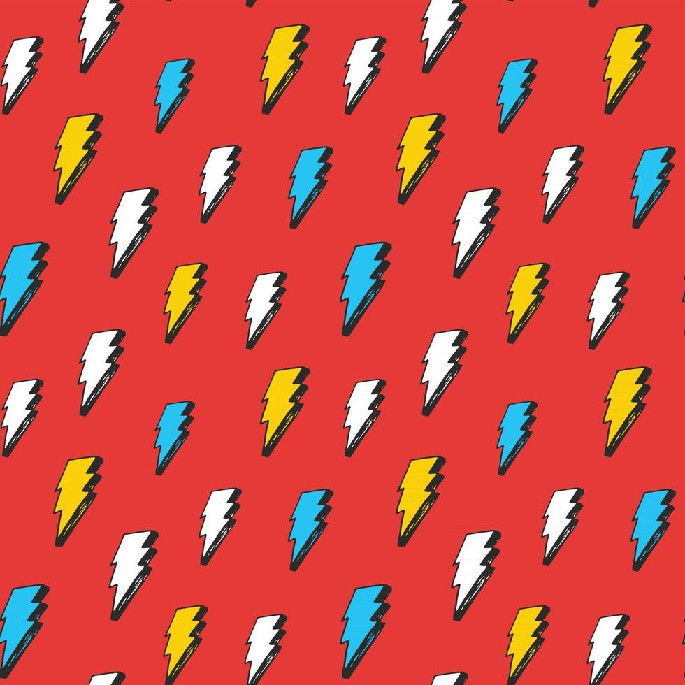 Lightning seamless pattern vector illustration. Hand drawn sketched doodle lightning symbols