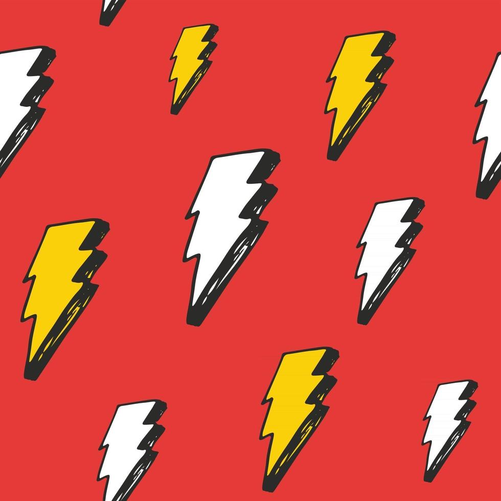 Lightning seamless pattern vector illustration. Hand drawn sketched doodle lightning symbols