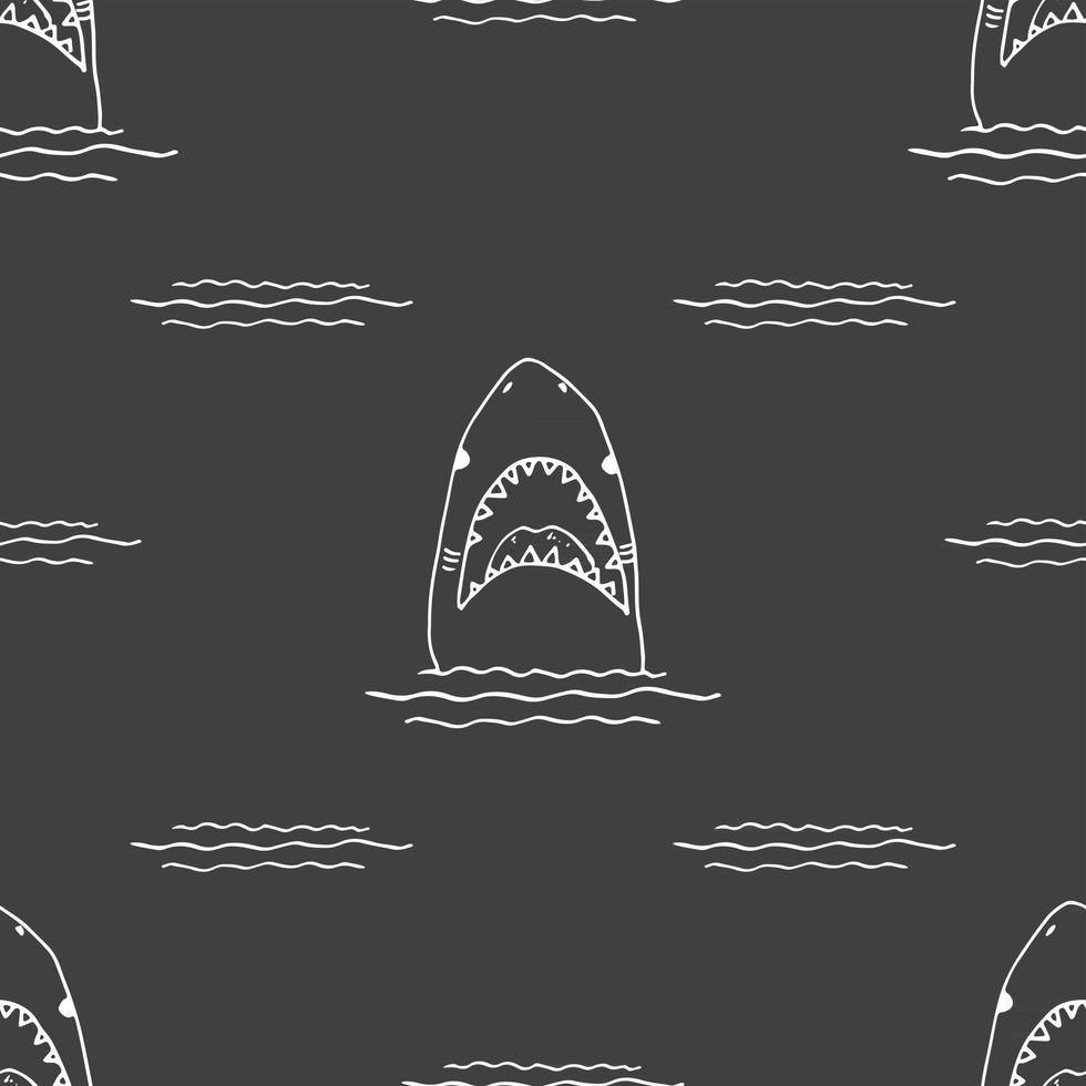 Shark seamless pattern, Hand drawn sketched doodle shark, vector illustration