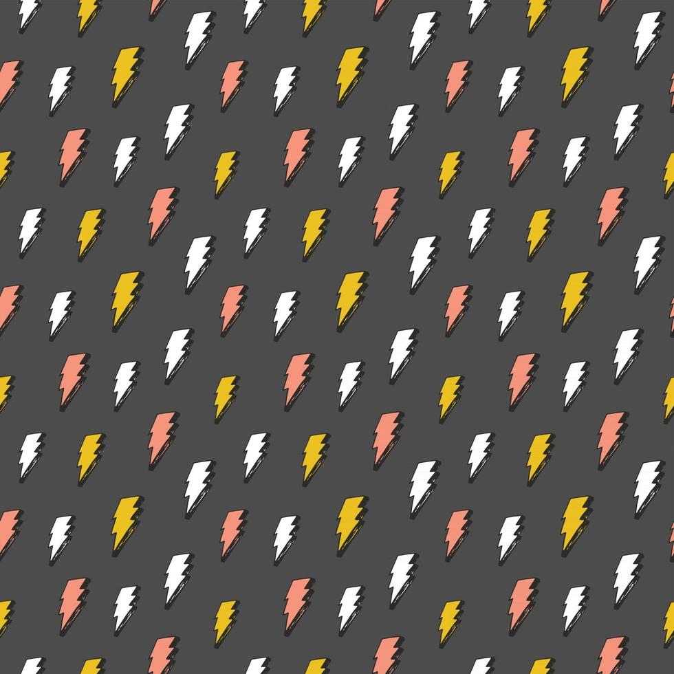 Lightning seamless pattern vector illustration. Hand drawn sketched doodle lightning symbols