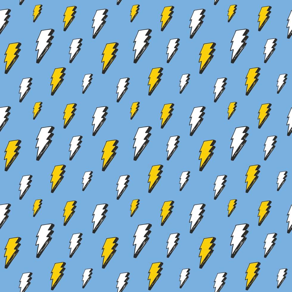Lightning seamless pattern vector illustration. Hand drawn sketched doodle lightning symbols